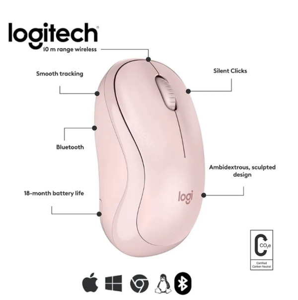 MOUSE LOGITECH M240 SILENT WIRELESS BT ROSE (910-007117)