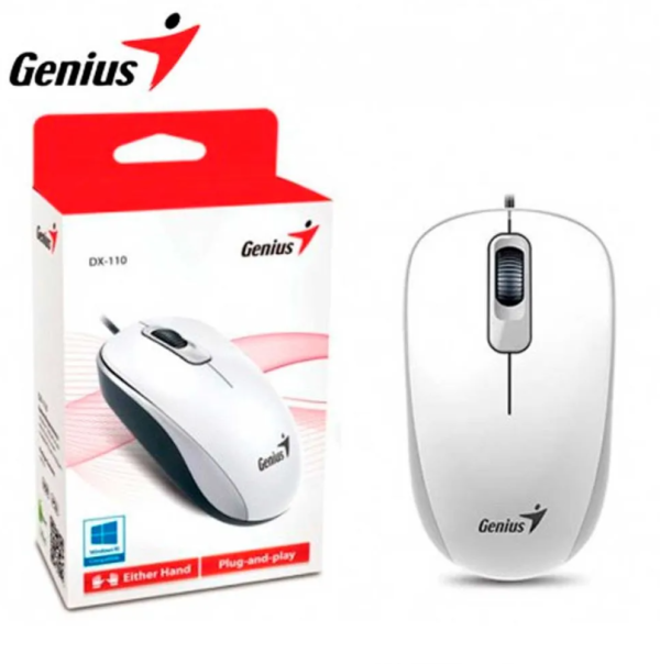 MOUSE GENIUS DX-110 USB OPTICO 1000 DPI WHITE (PN 31010116102)