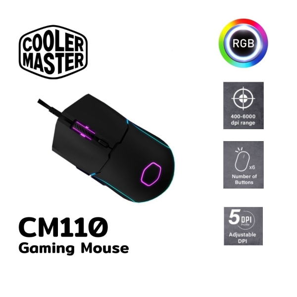 MOUSE GAMING COOLER MASTER CM110 DPI 6000 RGB (CM-110-KKWO1)