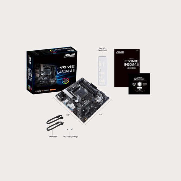 MOTHERBOARD ASUS PRIME B450M-A II AMD B450 AM4 SOCKET, VGA, HDMI, DVI-D, USB 3.2 GEN2