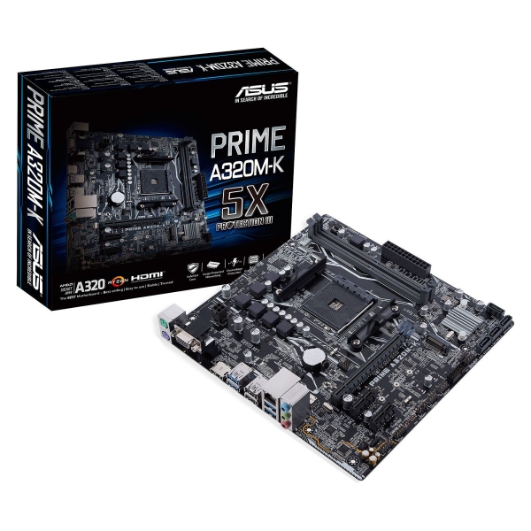 MOTHERBOARD ASUS PRIME A320M-K, AM4, AMD A320, DDR4, SATA 6.0, USB 3.1, VD/SN/NW.