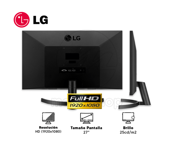 MONITOR LG 27MK600M, 27" IPS, 1920X1080, FULL HD, HDMI / VGA / AUDIO.