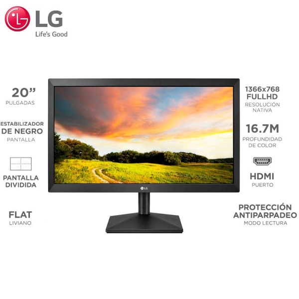 LG MONITOR 20MK400H LED 19.5 MK400, RESOLUCION HD (1366 X 768) HDMI X 1, BRILLO 200CD/M2, TI
