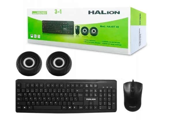 KIT TECLADO MOUSE PARLANTE 3 EN 1 HALION HA-KIT45