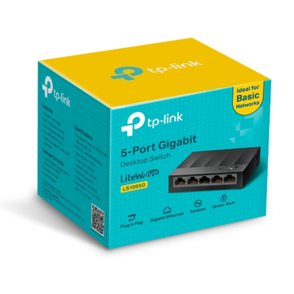 TP-LINK LITEWAVE 5-PORT GIGABIT DESKTOP SWITCH RJ45 P LS1005G