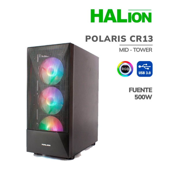 CASE GAMER HALION POLARIS CR13 450W LED V.T.
