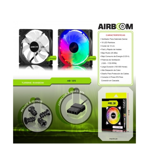 TURBINE RAINBOW AB125 VENTILADOR PARA CASE GAMER AIRBOOM