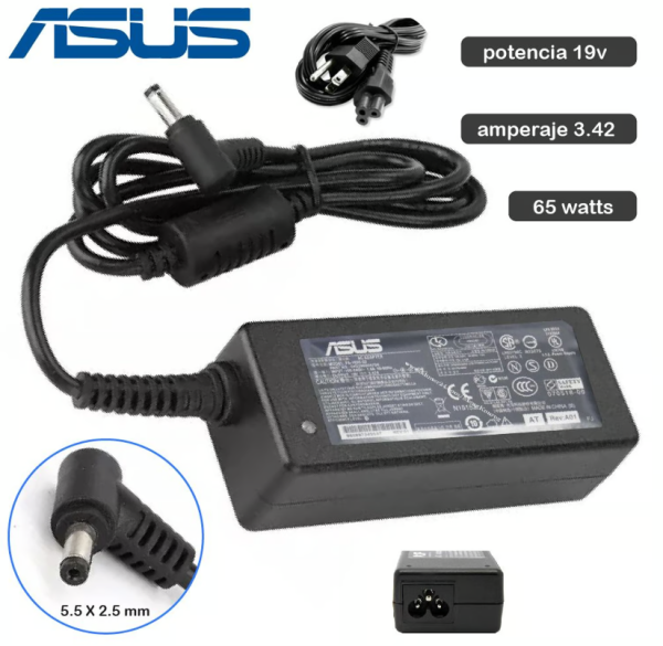 CARGADOR LAPTOP ASUS 19V 3-42A PUNTA 5-5X2-5MM 65W