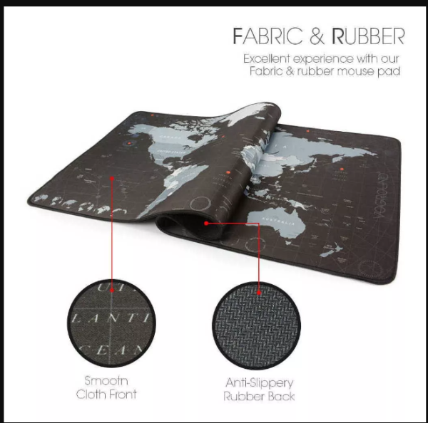 PAD MOUSE GAMER MAPA MUNDI 90 X 40 CM