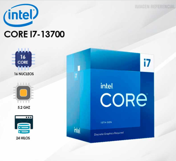 PROCESADOR INTEL CORE I7 13700 2.1/5.2GHZ, 30MB, 16 NUCLEOS, GRAFICA INTEGRADA, LGA 1700