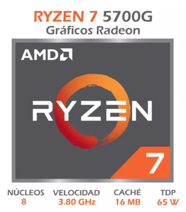 PROCESADOR AMD RYZEN 7 5700G  3.8GHZ /4.6GHZ 16 MB AM4
