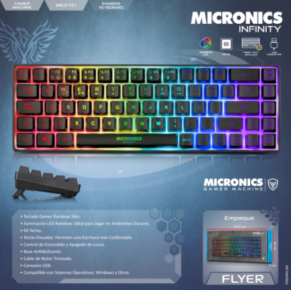 TECLADO MICRONICS INFINITY MIC K721   MEMBRANA   RAINBOW
