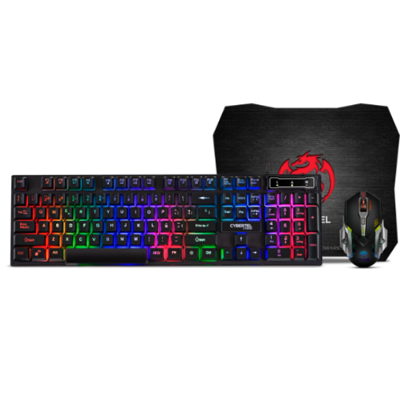 KIT GAMER XTREME CYB GT1800 TECLADO RAINBOW + MOUSE LED + PAD MOUSE CYBER