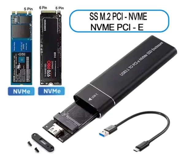 CASE DISCO SOLIDO M.2 NVME PCIE 3.0 , 3.1 COLOR NEGRO