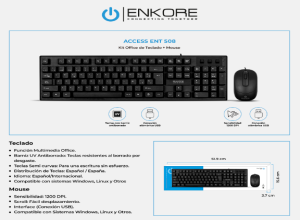KIT ACCESS ENT508 TECLADO + MOUSE USB ENKOR